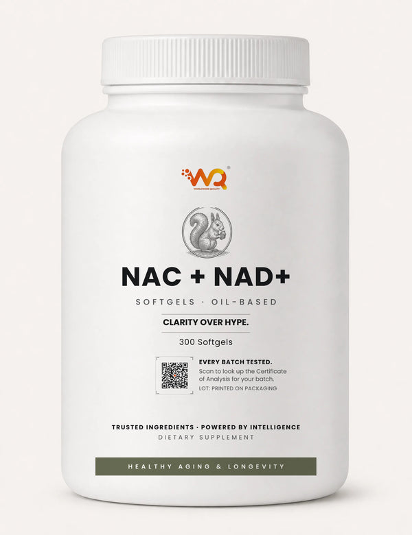Nac + Nad+ cápsulas blandas: 600 mg + 10 mcg por porción, 300 cápsulas blandas (300 porciones)