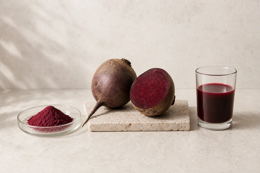 Raw beet roots and beetroot juice used in dietary nitrate research