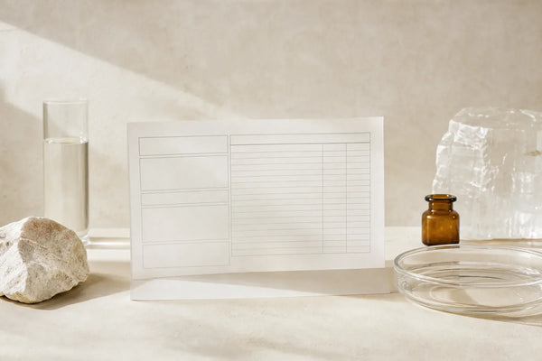 A blank structured facts panel prepared for close reading in an ivory quality laboratory