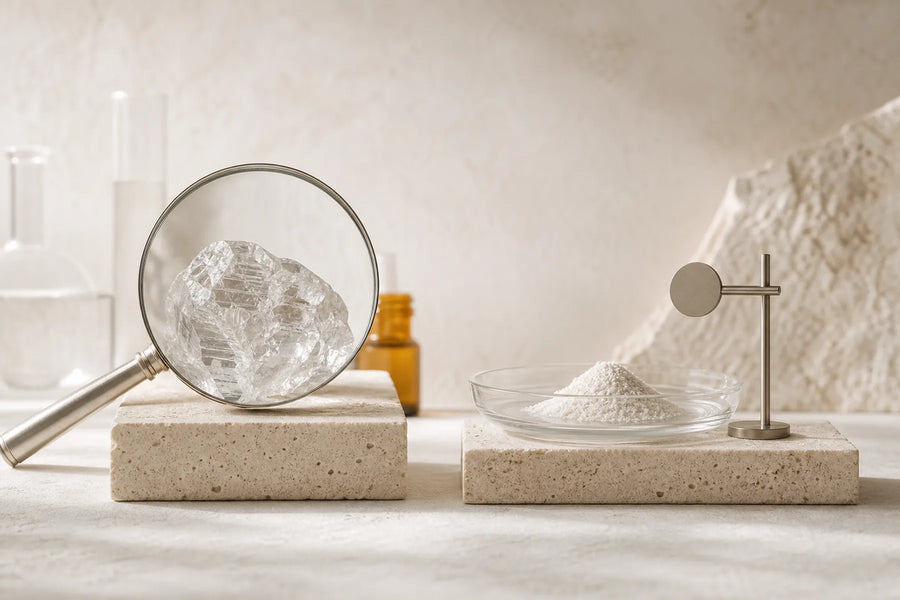 A crystal purity study and a separate measured-dose study on adjacent laboratory plinths