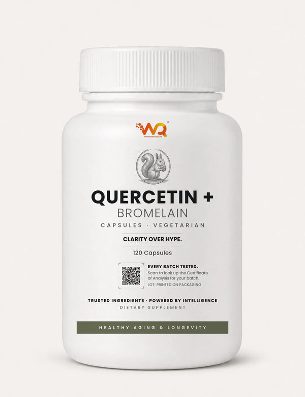 Quercetin + Bromelain Capsules — 1200 mg + 200 mg per serving, 120 capsules (60 servings)