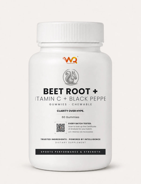 Beet Root + Vitamin C + Black Pepper Gummies — 1 serving daily, 60 gummies (60 servings)